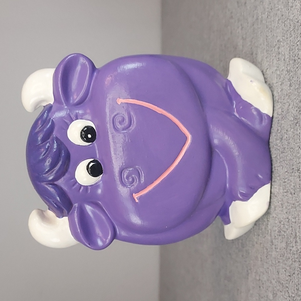 Vintage 1974 Purple Cow Collectible Ceramic Wall Figurine